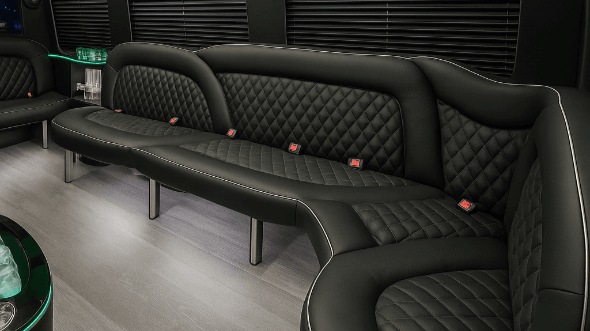 Interior of Washington Party Bus Company's 14 Passenger Sprinter Limousine in Alexandria