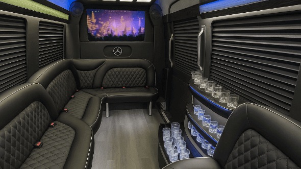 Interior of Washington Party Bus Company's 14 Passenger Sprinter Limousine in Arlington