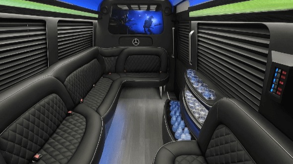 Interior of Washington Party Bus Company's 14 Passenger Sprinter Limousine in Bethesda