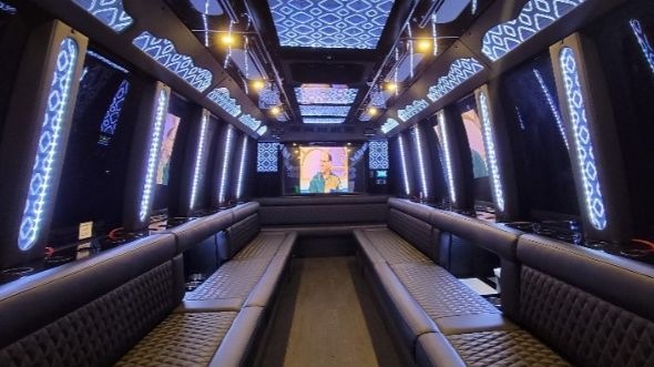 Interior of Washington Party Bus Company's 28 Passenger Party Bus in Bethesda