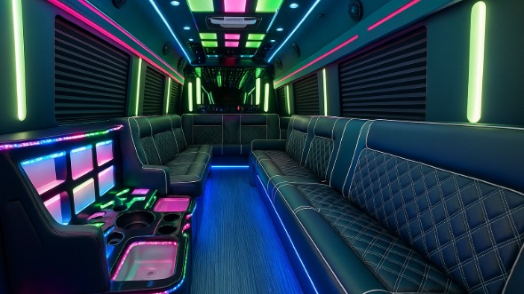 Interior of Washington Party Bus Company's 30 Passenger Party Bus in North Bethesda