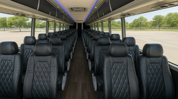 Interior of Washington Party Bus Company's 44 Passenger Charter Bus in Washington