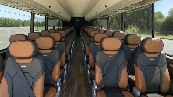 Interior of Washington Party Bus Company's 46 Passenger Charter Bus in Washington