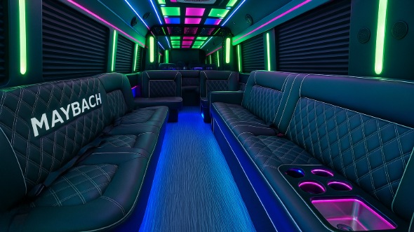 washington 20 passenger party bus inside